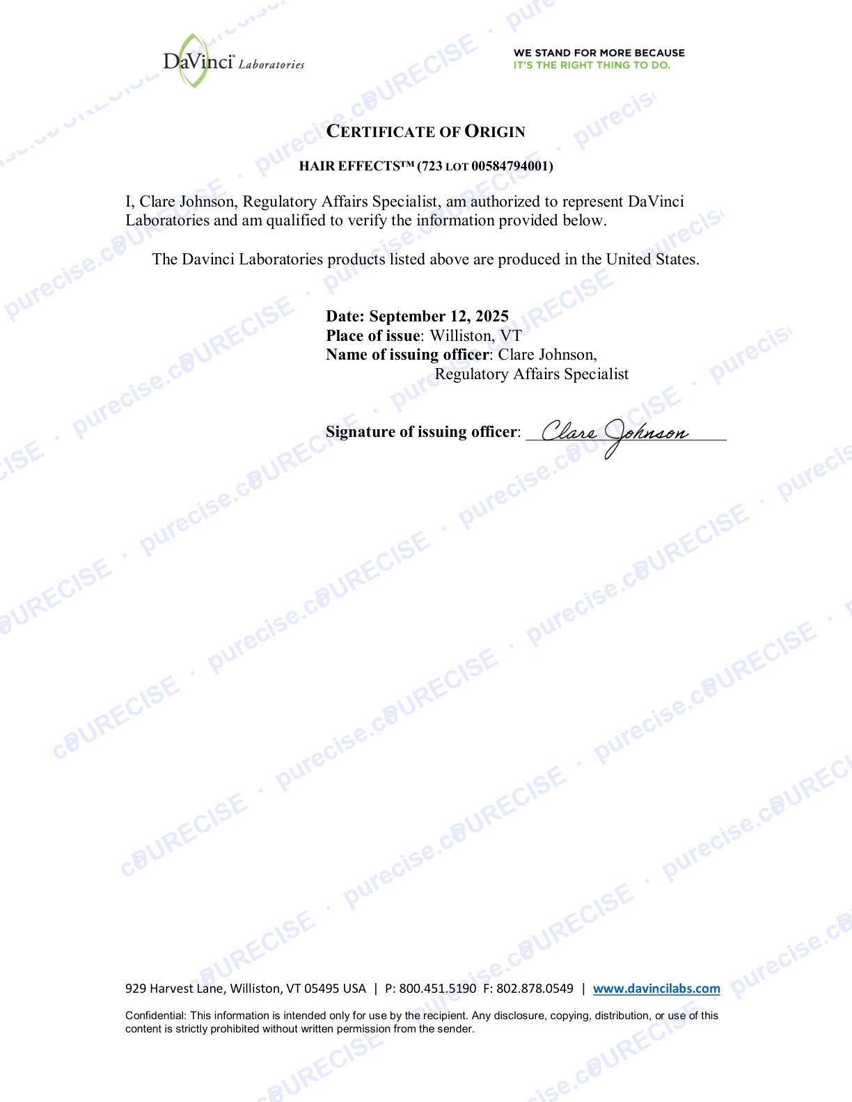 Certificate of Origin
